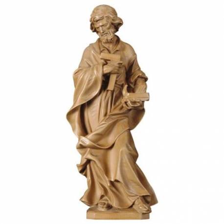 Houtsnijwerk beeld 30 cm Heilige Jozef Timmerman gepatineerd hout 
