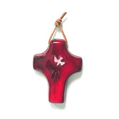 Croix Céramique - 9 X 7 cm - Rouge