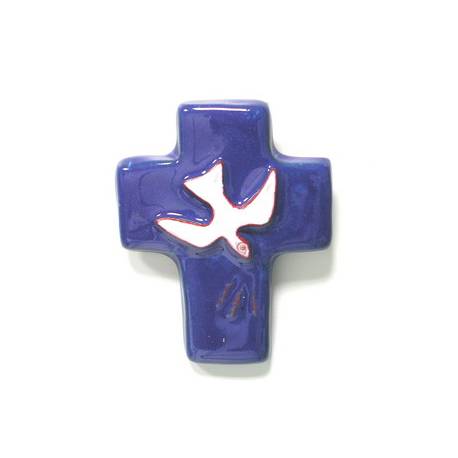 Croix Céramique - 11 X 8.5 cm - Bleu