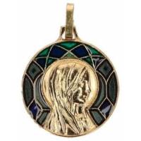 Médaille Vierge - 18 mm - Métal Doré + Email