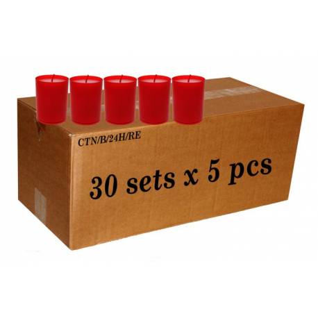 Carton de 150 Bougies 24H-Rouge - 5/Set-30 Sets/Ctn