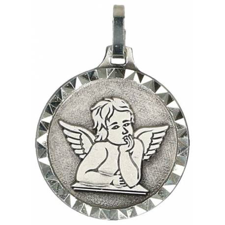 Médaille Ange - 18 mm - Métal Argenté