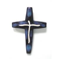 Kruisje Keramiek 17 X 11.5 Cm Donkerblauw 