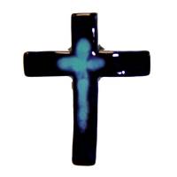 Croix Céramique - 13 X 10 cm - Bleu Foncé