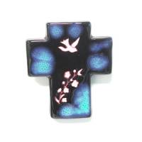 Croix Céramique - 12 X 10 cm - Bleu Foncé