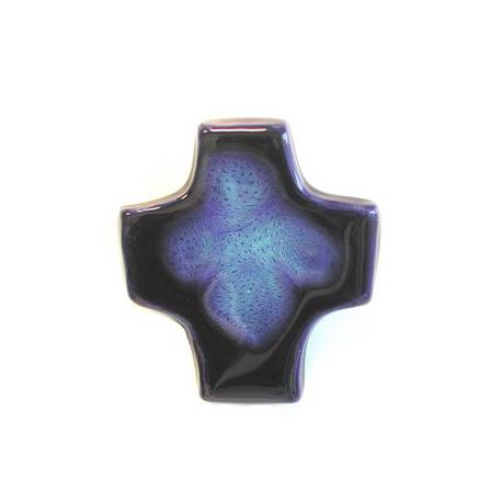 Croix Céramique - 9 X 8 cm - Bleu Foncé