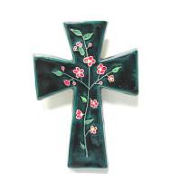 Croix Céramique - 15 X 11 cm - Vert Foncé