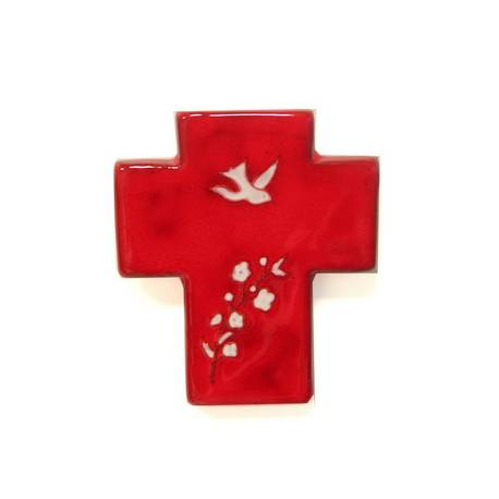 Croix Céramique - 12 X 10 cm - Rouge