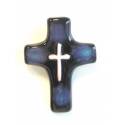 Croix Céramique - 11 X 8 cm - Bleu Foncé