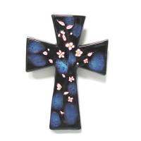 Croix Céramique - 15 X 11 cm - Bleu Foncé