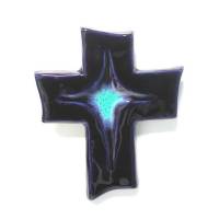 Croix Céramique - 14 X 11 cm - Bleu Foncé