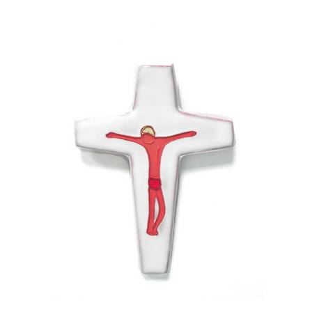 Croix Céramique - 16 X 11.5 cm - Blanc