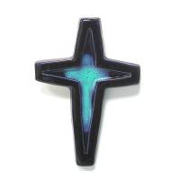 Croix Céramique - 17.5 X 11.5 cm - Bleu Foncé
