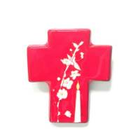 Croix Céramique - 12 X 10 cm - Rouge