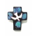 Croix Céramique - 11 X 8.5 cm - Bleu Foncé