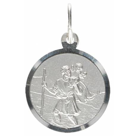Médaille St Christophe - 14 mm - Métal Rhodié