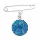 Broche + Médaille Ange 12 mm - Email Bleu