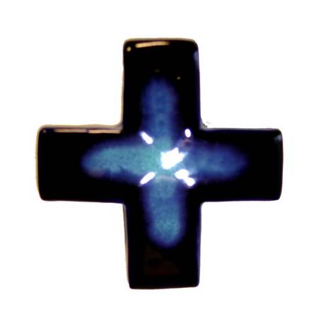 Croix Céramique - 10 X 10 cm - Bleu Foncé