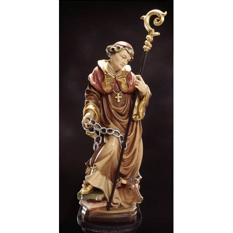 Houtsnijwerk beeld Heilige Leonardus 20cm gekleurd 