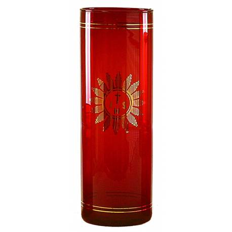 Verre rouge pour Lampe de Sanctuaire 22.5 x 7.5 cm