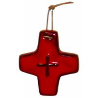 Croix Céramique - 8.5 X 7.5 cm - Rouge