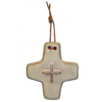 Croix Céramique - 8.5 X 7.5 cm - Blanc