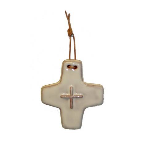 Croix Céramique - 8.5 X 7.5 cm - Blanc