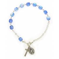 Bracelet-dizainier - cristal - bleu - médaille + croix