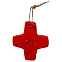 Kruisje Keramiek 8.5 X 7.5 Cm Rood 