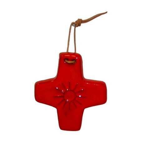Kruisje Keramiek 8.5 X 7.5 Cm Rood 