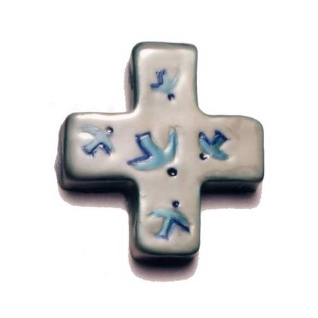 Croix céramique sur cordon 4,8 cm x 4,8 cm
