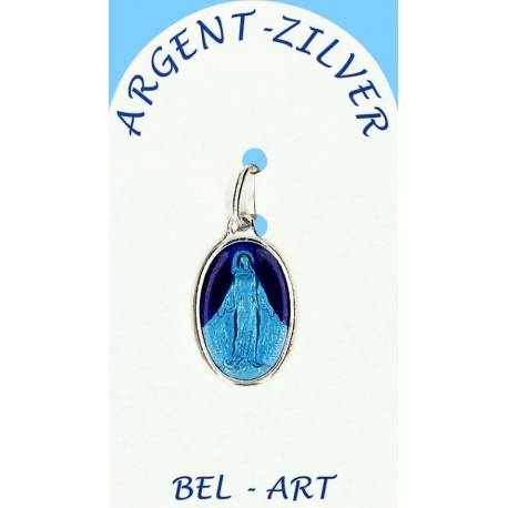 Médaille Argent - Miraculeuse - 17 mm - Email Bleu 2T