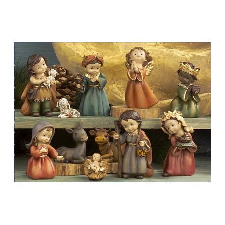 Personnages de crèche de Noël - 11 figurines de 13 cm
