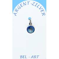 Médaille Argent - Scapulaire - 8 mm - Email Bleu