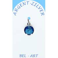Médaille Argent - Scapulaire - 10 mm - Email Bleu