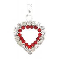Medaille Coeur Strass Blancs-Rouges 20 X 18 Mm