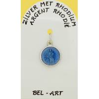 Medaille Zilver + Rhodium - Scapulier - 12 mm - Email blauw of rood 