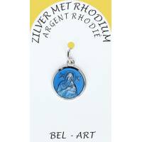 Médaille Argent Rhodié - Perp. Sec. - 14 mm - Email Bleu