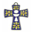 Croix Bronze 8x7 Eucharistie Email Bleu 