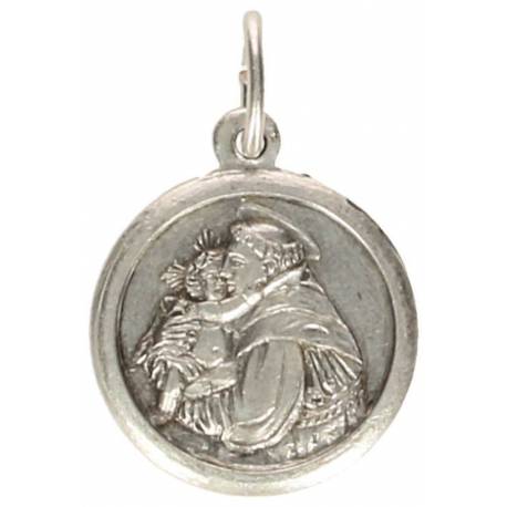 Médaille St Antoine / Prière - 15 mm - Métal Argenté