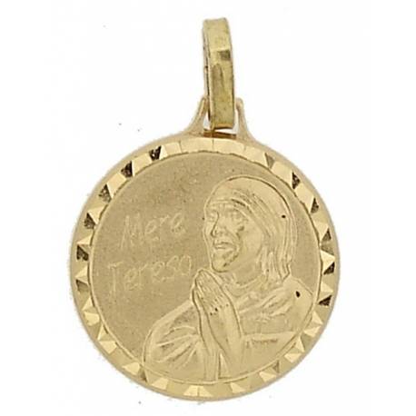 Medaille Moeder Teresa - 16 mm - Metaal Verguld 