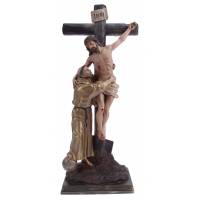 Statue 38 cm - St Francois/croix - "Or"