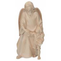 Statue en bois sculpté Ange Gardien avec garçon 19 cm bois ciré