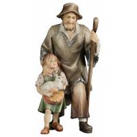 Berger avec petite fille : crèche de Noël en bois Ulrich 15 cm