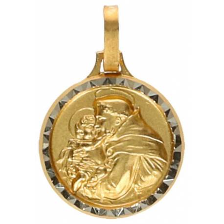 Médaille St Antoine - 14 mm - Métal Doré
