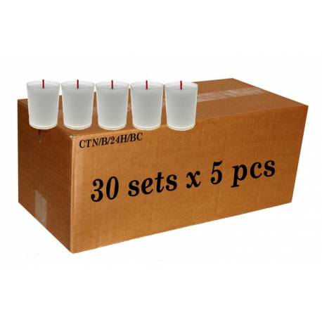 Carton de 150 Bougies 24H-Blanc - 5/Set-30 Sets/Ctn