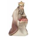 Roi blanc à genoux : crèche de Noël en bois Komet 12 cm