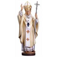 Houtsnijwerk beeld Paus Johannes Paulus II 21 cm gekleurd 