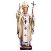 Houtsnijwerk beeld Paus Johannes Paulus II 12.5 cm gekleurd 