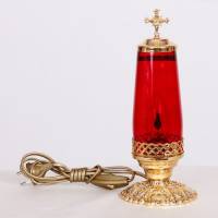 Lamp/H Sacrament-H 28 cm Rood glas - Goudkleurig/220V 
